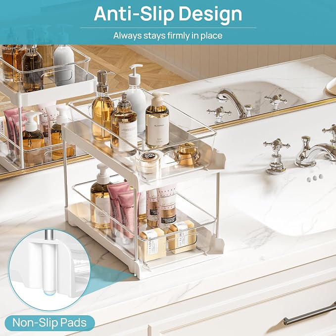 Vtopmart 4 Pack Plastic Bathroom Under Sink Pull-Out Organizer - Image 3