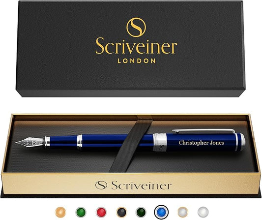 Scriveiner Personalized Midnight Blue Fountain Pen by Scriveiner