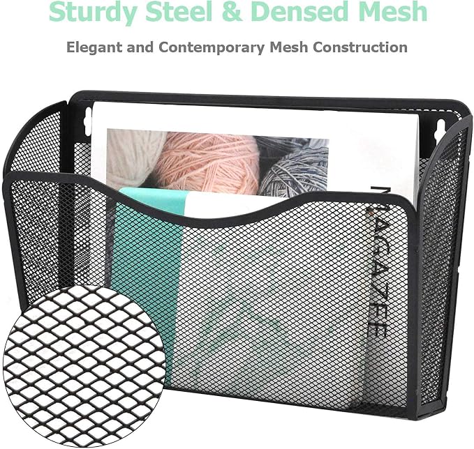 EASEPRES 6 Single Pocket Mesh Hanging File Organizer, Vertical Wall Mounted - Image 4