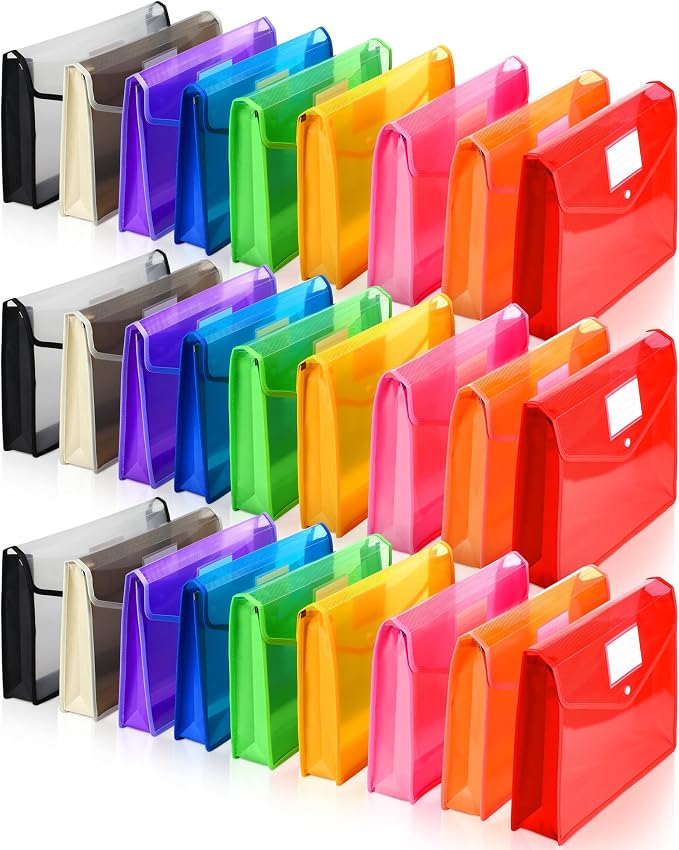 Epakh 27 Pack Plastic Expanding File Folders Expandable File Folder by Epakh