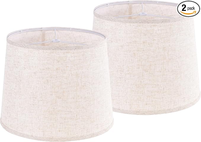 GO&SO Set of 2 Beige Drum Lamp Shades -11" Top x 13" Bottom x 10" High -Oatmeal by GOSO
