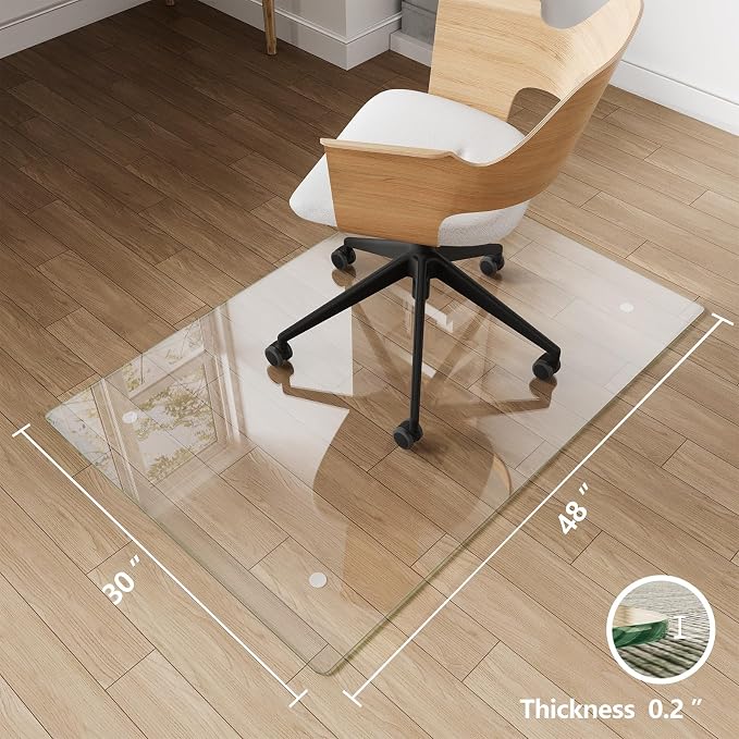 Koonmi Chair Mat for Carpet, Tempered Glass 30"x48" Office Chair Mat, Glass - Image 7