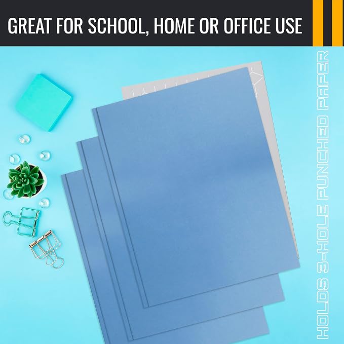 Better Office Products Light Blue Paper 2 Pocket Folders - Image 6