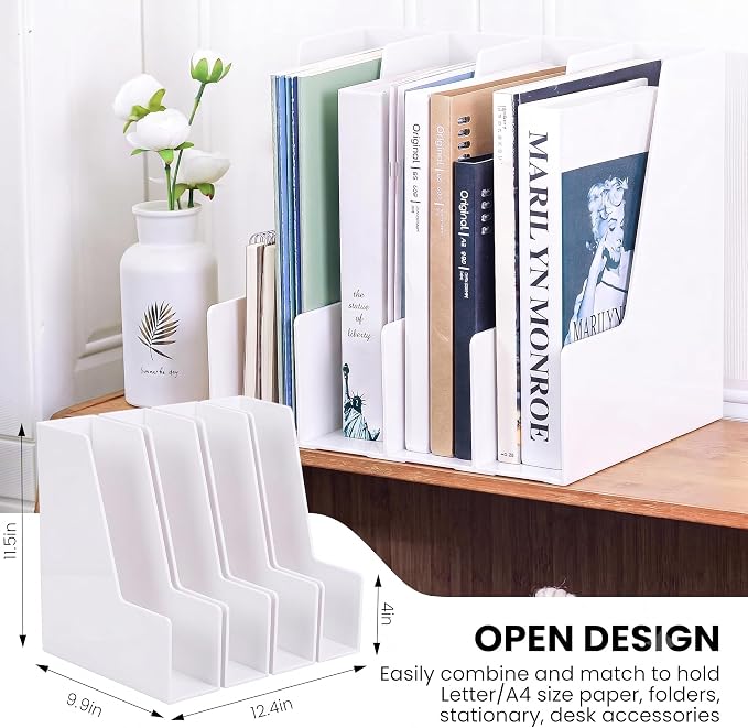 LALOBLUE Vertical Magazine File Holder, 4 Pack Folder Organizer | Plastic - Image 2