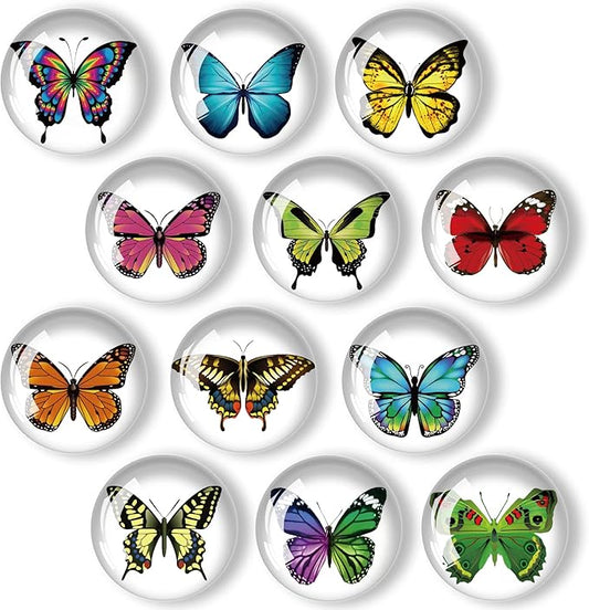 12Pcs Glass Strong Refrigerator Magnet Fridge Sticker,Butterfly Crystal Fridge Magnets Decoration for Crafts,Strong Fridge Magnets for Kitchen, School,Office Whiteboard, Cabinet and Dishwasher-DeskLoop Office