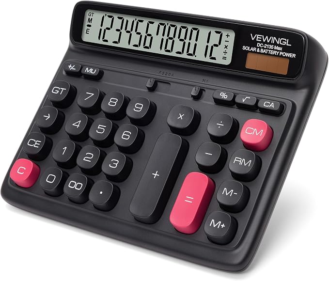 VEWINGL Desktop Calculator, 12-Digit Large LCD Display, Big Computer-Style Keys by VEWINGL