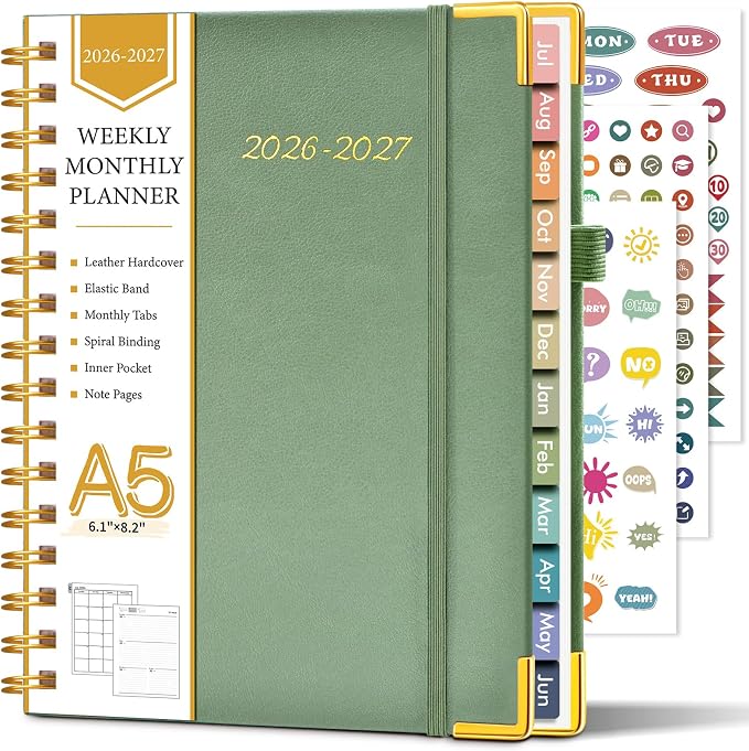 Academic Planner 2026-2027, Hardcover Leather Weekly and Monthly Calendar by Unknown