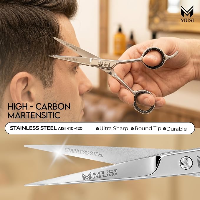 MUSI Hair Cutting Scissors 6.5" – Professional Razor-Sharp Barber Scissors - Image 5