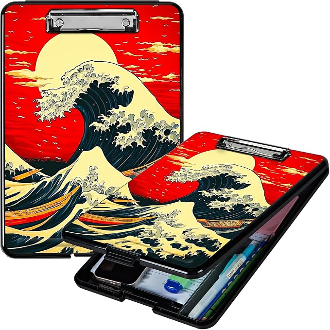 Red Sky Waves A4 Clipboard by Unknown