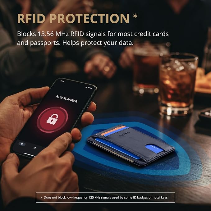 Buffway Slim Minimalist Front Pocket RFID Blocking Leather Wallets - Image 6