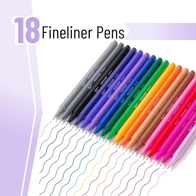 Mr. Pen- Colored Fineliner Pens, 18 Pack, 0.4mm | Ergonomic Triangular Barrels - Image 2