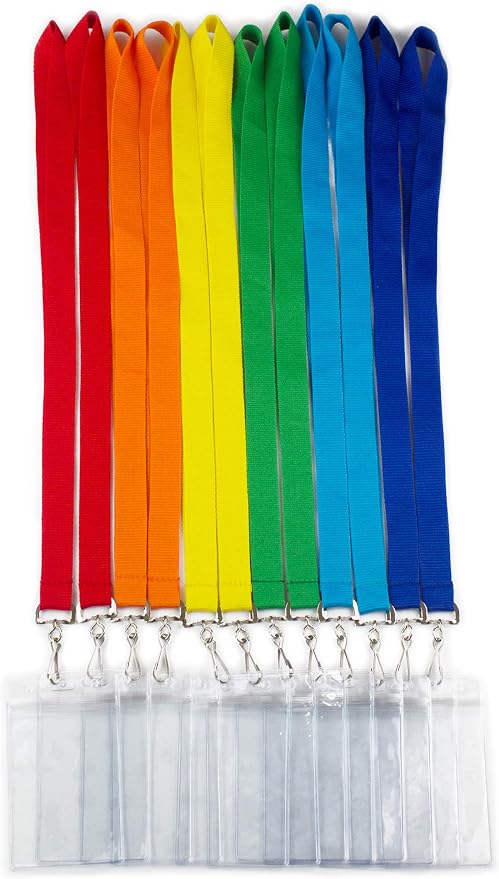 12 Pack Cruise Lanyard with Waterproof ID Card Holder, Colorful Solid Color by YOYOGO
