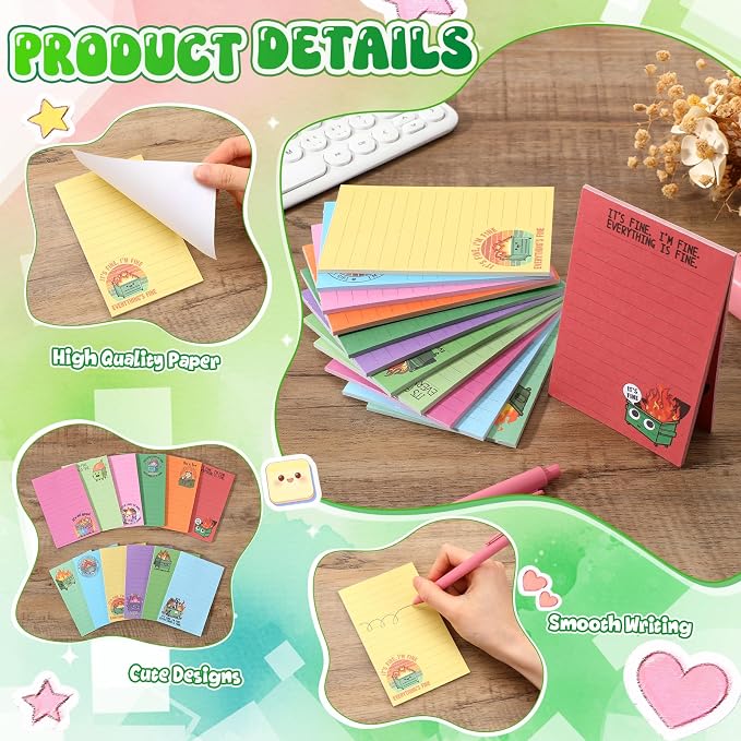 12 Pack Funny Notepads, 5x3 Inches Sarcastic Note Pads Memo Fun Office Gifts - Image 3