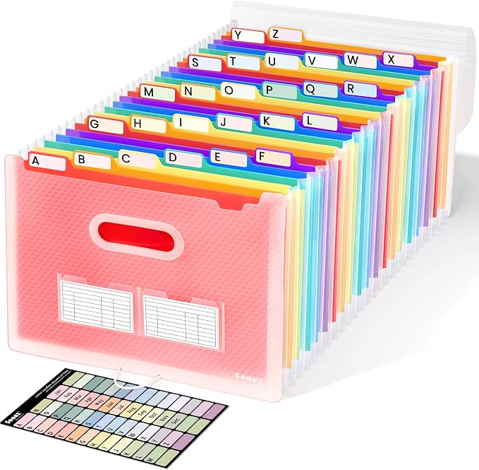 Sooez 26-Pocket Accordion File Organizer, Upgraded Expanding File Folder by Sooez