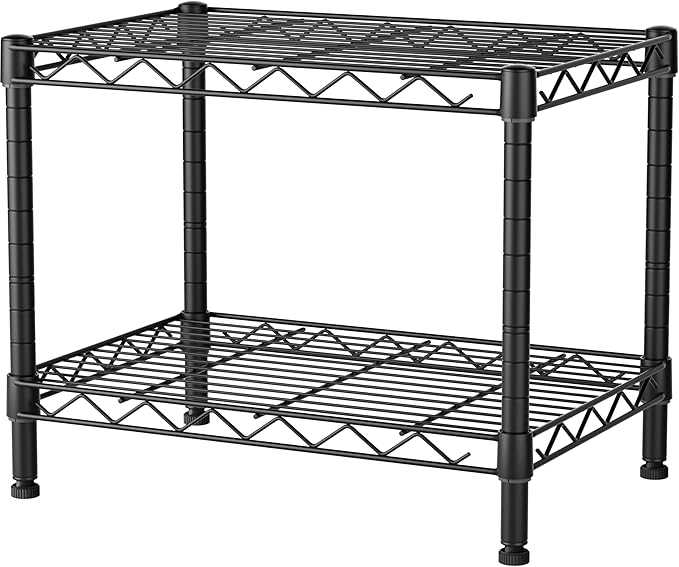 SINGAYE 2 Small Shelves Kitchen Storage Shelf Wire Shelving Unit Metal Shelf by SINGAYE