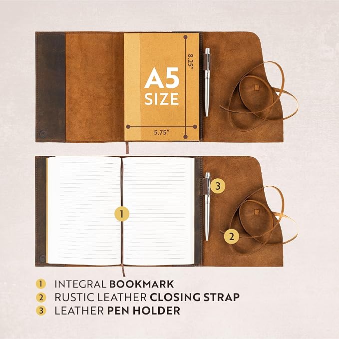 Moonster Leather Journal Refillable Notebook - Image 4