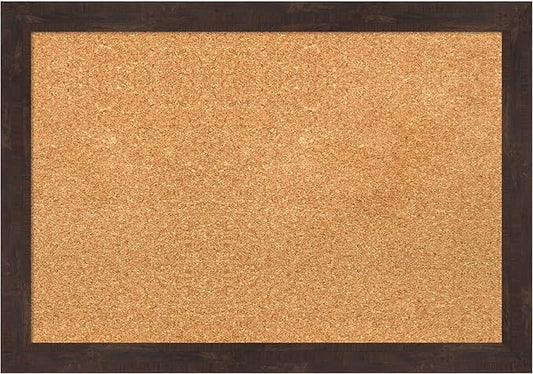 Amanti Art Natural Cork Board for Wall, 19x27 Vision Board with Brown Wood Frame, Medium Corkboard Office Decor for Home Organization, Rustic Farmhouse Corkboard Pinboard to display items for home-DeskLoop Office