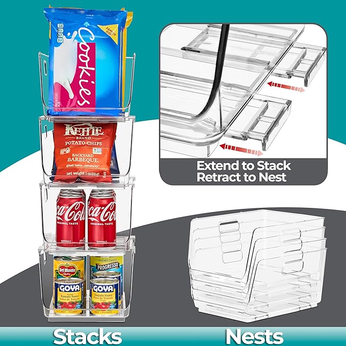 Sorbus Stackable Storage Bins Open Front - Clear Stackable Storage Bins - Pantry Bins for Storage and Organization - Acrylic Stackable Bins for Kitchen - Clear Pantry Organizer Bins (Medium 2 Pack)-DeskLoop Office