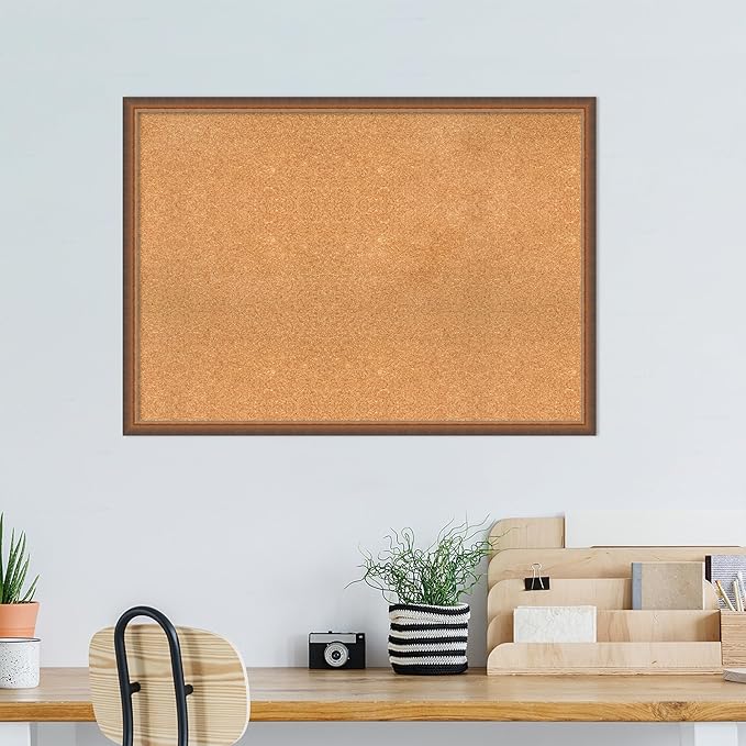 Amanti Art Natural Cork Board for Wall, 30x42 Vision Board with Bronze Frame, X-Large Corkboard Office Decor for Home Organization, Modern Corkboard Pinboard to Display Items for Home Organization in-DeskLoop Office