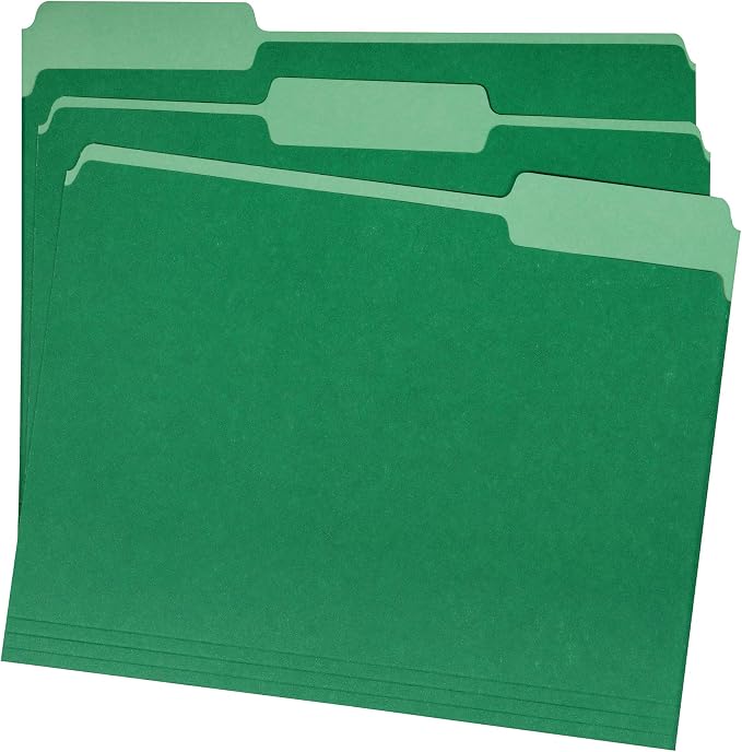 Amazon Basics File Folders for Organization, Letter Size, 1/3 Cut Tab, Bright - Image 2