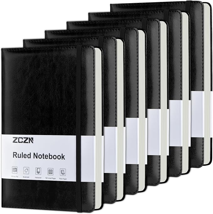 ZCZN Lined Journal Notebooks for Work, 5.5x8.3 in, 192 Pages, Hardcover Leather by ZCZN
