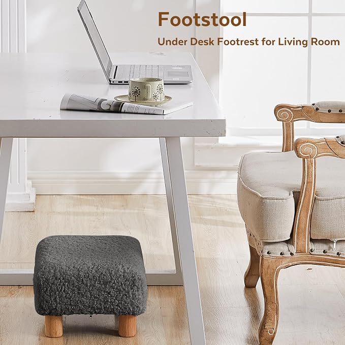 Small Foot Stool Ottoman, Sherpa Footstool Ottoman Foot Rest - Image 8