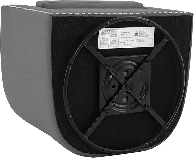 UIXE 360° Swivel Barrel Accent Chair, Modern Upholstered Arm Chair Round Club Armchair, Nailhead Trim Single Sofa Seating in Fabric for Living Room - Light Gray-DeskLoop Office