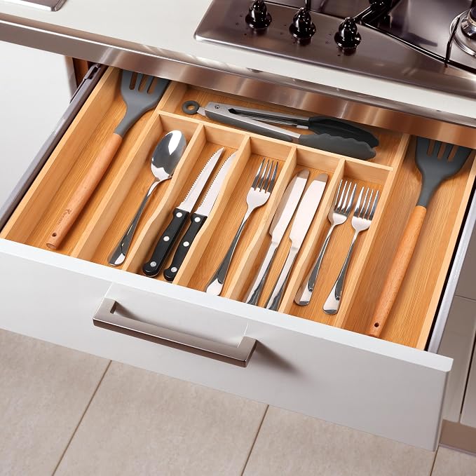 oridom Large Premium Bamboo Silverware Organizer - Image 7