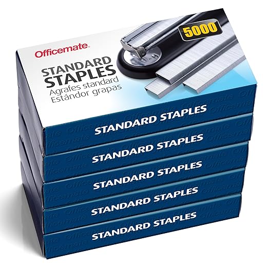 Officemate Standard Staples, 5 Boxes General Purpose Staple, 5000 Staples/Box by Officemate