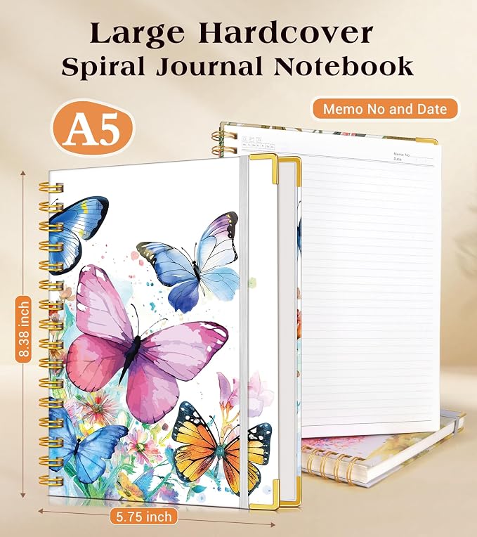 Lined Spiral Notebook Journal for Women, 150 Pages Cute Notebooks 5.75” x 8.38” - Image 3