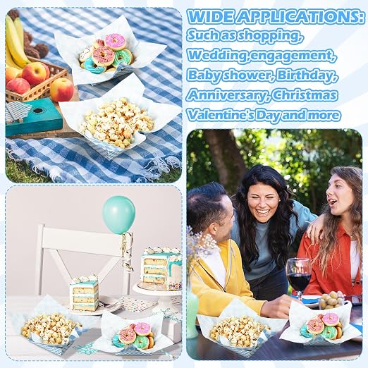 Geosar 100 Pcs Gingham Party Supplies Disposable Paper Food Trays Bulk - Image 6