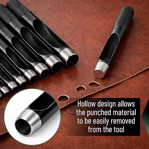 UNCO- Hollow Leather Hole Punch Set, Carbon Steel Leather Hole Punch Tool - Image 5