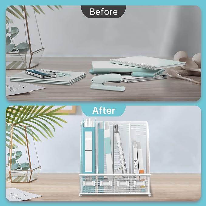 SUPEASY Magazine File Holder, Binder Holder Metal Desk Organizer - Image 5