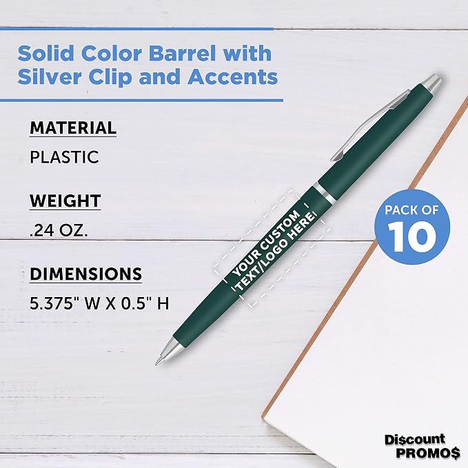 DISCOUNT PROMOS Custom Langham Ballpoint Pens Set of 10, Personalized Bulk Pack - Image 4