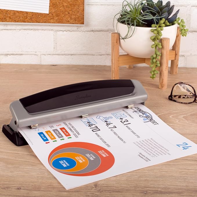 Swingline 3 Hole Punch, 10 Sheet Capacity Three Hole Puncher 3 Ring, Adjustable - Image 2