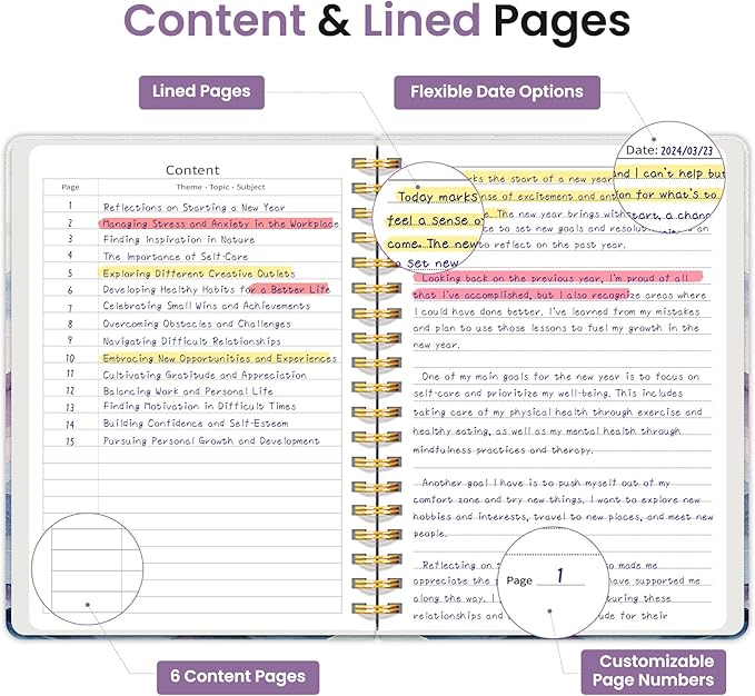Lined Spiral Notebook Journal for Work, 300 Pages Thick B5 (7.1"x10") College Ruled Journal for Women & Writing, Hardcover Notebook for Note Taking, Perfect for Office Home School, Distant Peak-DeskLoop Office