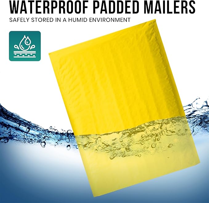 Levex - #000 4" x 8" [5 Pack] Yellow Poly Bubble Mailers, Padded Envelope Mailers, Packing Envelope & Mailing Bags for Shipping-DeskLoop Office