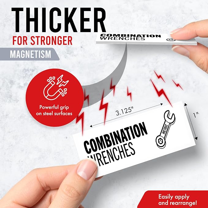 Magnetic Tool Labels for Toolbox – 80 Piece Heavy Duty Drawer & Tool Chest - Image 6