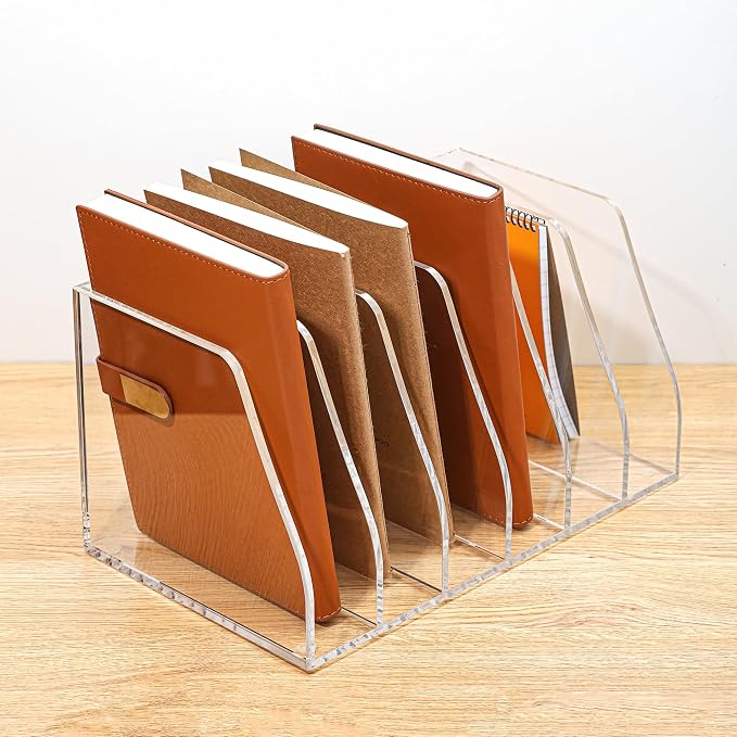 AIDIMOO Acrylic Magazine File Holder, 6 Vertical Compartments Desk Document - Image 6