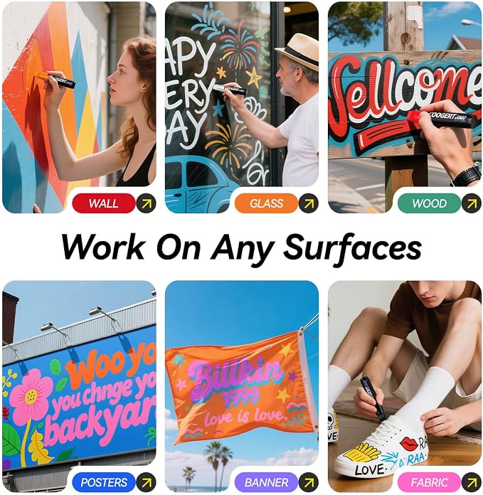 Coogert 20 Colors Jumbo Poster Markers, 15MM Thick Permanent Acrylic Graffiti - Image 5