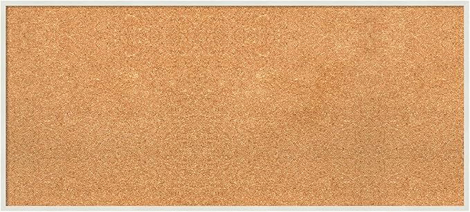 Amanti Art Natural Cork Board for Wall, 17x37 Vision Board with White Frame, Medium Corkboard Office Decor for Home Organization, Modern Corkboard Pinboard to Display Items for Home Organization in-DeskLoop Office