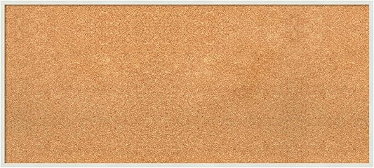 Amanti Art Natural Cork Board for Wall, 17x37 Vision Board with White Frame, Medium Corkboard Office Decor for Home Organization, Modern Corkboard Pinboard to Display Items for Home Organization in-DeskLoop Office