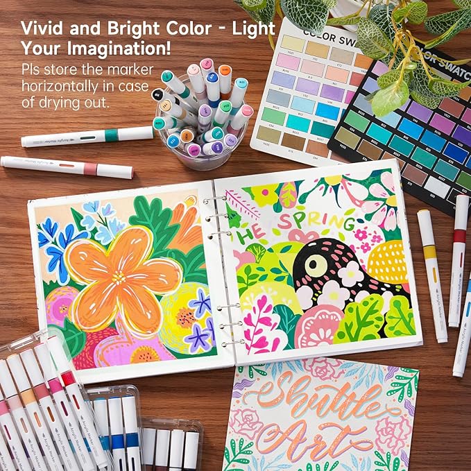 Shuttle Art Automatic Ink Control Acrylic Paint Markers, 36 Colors Brush Tip Acrylic Paint Pens for Rock Painting, Ceramic, Wood, Canvas, Glass, Stone, Fabric, Card Making, DIY & Art Supplies-DeskLoop Office