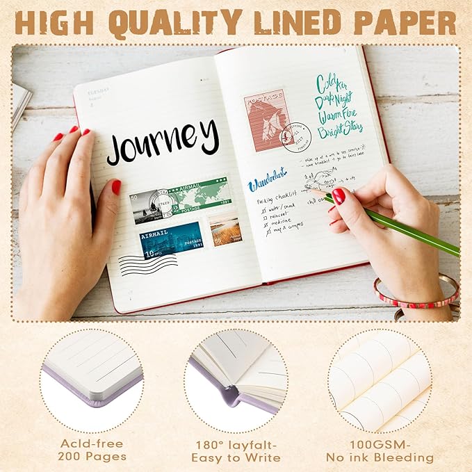 Estune Tree Small Notebooks Pen Leather Lined Pocket Subject Notebooks Hardcover Pocket Notepad Cute Ruled Leather Journals with Pen Holder for Men Women School Business, A6(Elegant Color,30 Set)-DeskLoop Office