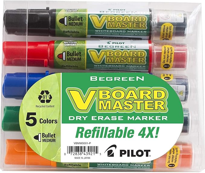 PILOT V Board Master Refillable Dry-Erase Markers, Bullet Tip - Image 2