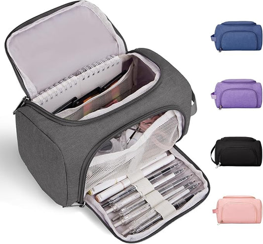 Large Pencil Pouch,Pencil Case Aesthetic,Zipper Pencil Box For Girls Back To School Supplies Emergency Bag Makeup Bag (Grey)-DeskLoop Office