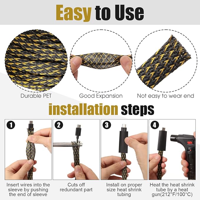 Tatuo 151 ft Expandable Braided Cable Sleeve Multi Size Braided Wire Sleeve - Image 3