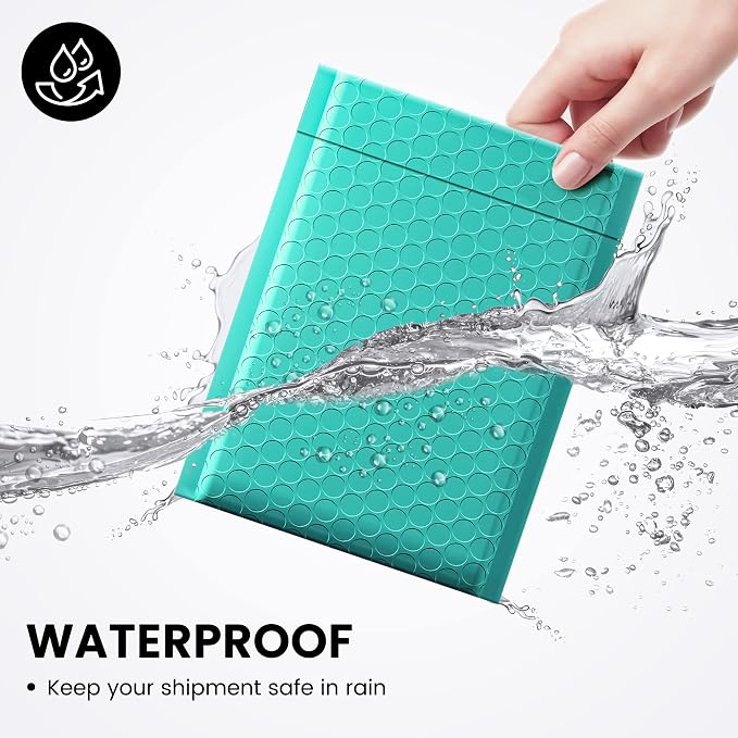 Fuxury Bubble Mailers 6x10" 100 Pack Teal Padded Envelopes Usable Size 6x9" - Image 3