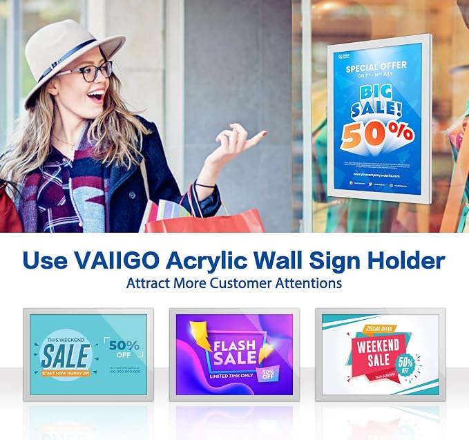 10Pack Acrylic Sign Holder 8.5" x 11" Wall Mount, Self Adhesive Magnetic - Image 7