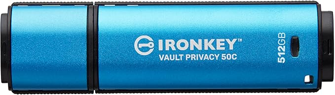 Kingston Ironkey Vault Privacy 50 USB-C 512GB Encrypted Flash Drive | FIPS 197 Certified | XTS-AES 256-bit | BadUSB and Brute Force Protection | Mult-Password Option | IKVP50C/512GB-DeskLoop Office